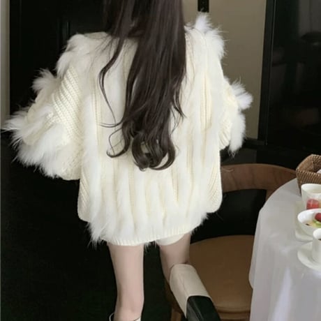 あやち様ご着用♡White fur ハイネックニット