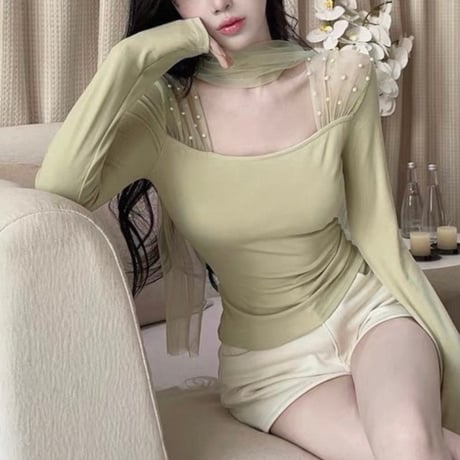Sheer Ribbon Tie Blouse 4色