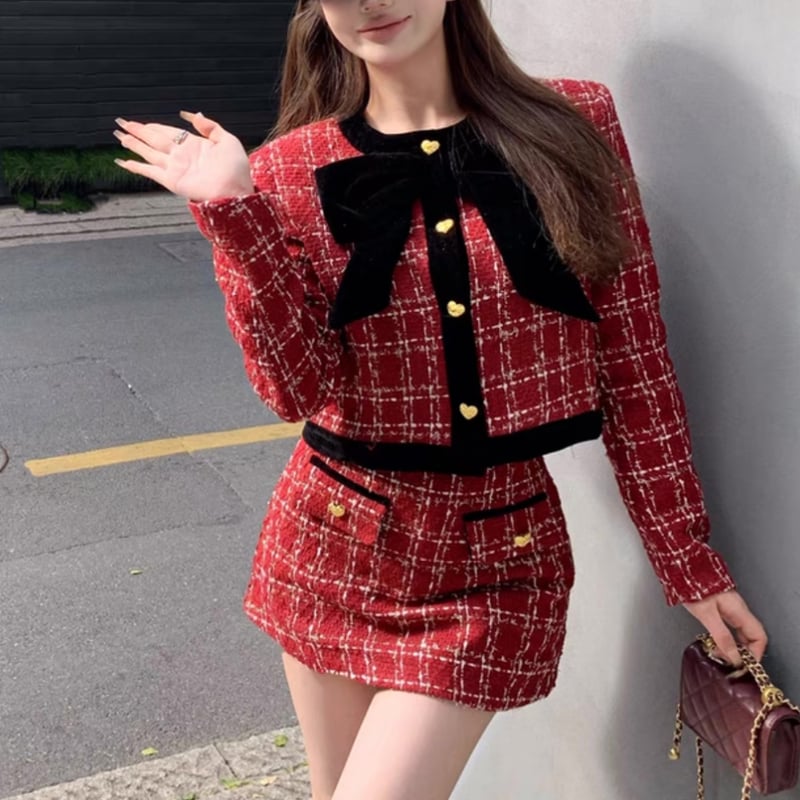 愛咲マリン様ご着用♡ツイードリボンデザインセットアップ | ecrea