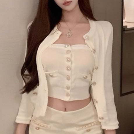 Gold Button Knit Set