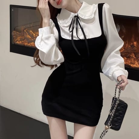 丸襟バイカラーdoll ワンピ