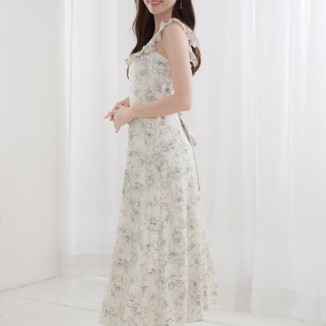 flower frill no sleeve dress