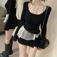 Lace Layered Knit Top