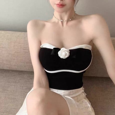 Rose Ribbon Tube Top 2色