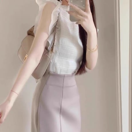 フリルノースリトップス+ロングスカートset