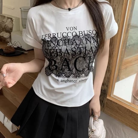 lace lettering Tシャツ 3色