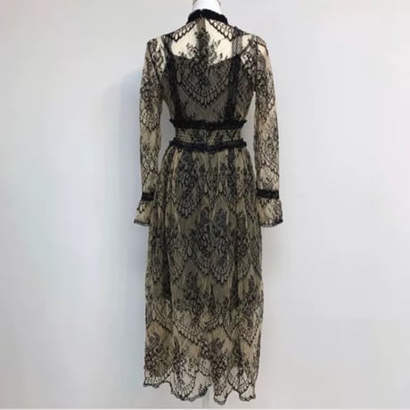 mao様ご着用*.シックレースロングワンピ