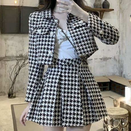 ゆいぴ様ご着用♡千鳥柄ジャケット＋プリーツスカート