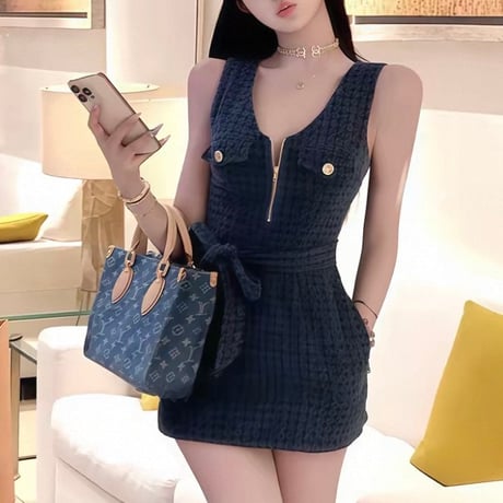 Classic Denim Zip Mini Dress