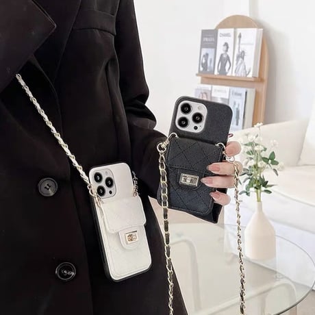 収納付きキルティングiPhoneケース 2色