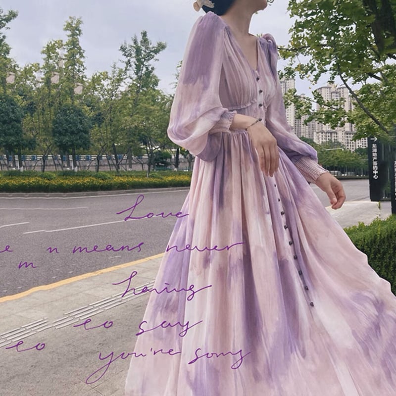 purple×pink marble onepiece | ecrea