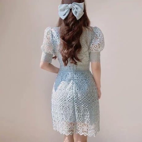 パフスリall lace ワンピ4色