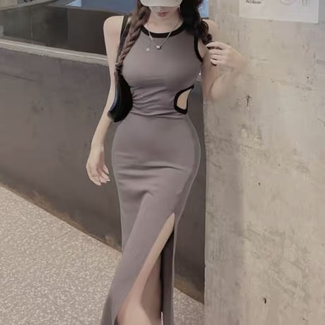 sporty slit long op 2色