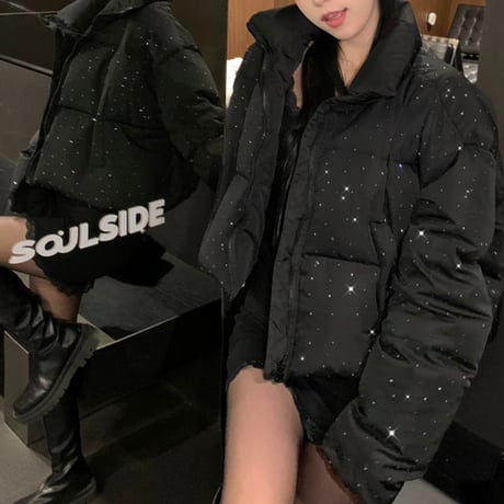 キラキラストーン付きダウン 3色