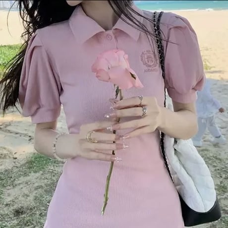 パフ袖ポロワンピース2色