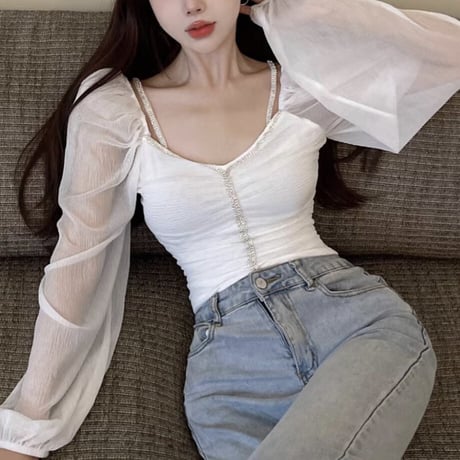 kira kira シアー長袖トップス 3色
