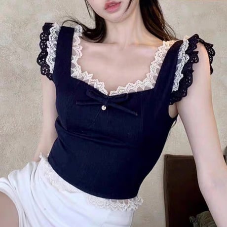 ゆなちゃん様ご着用♡ネイビーレーストップス