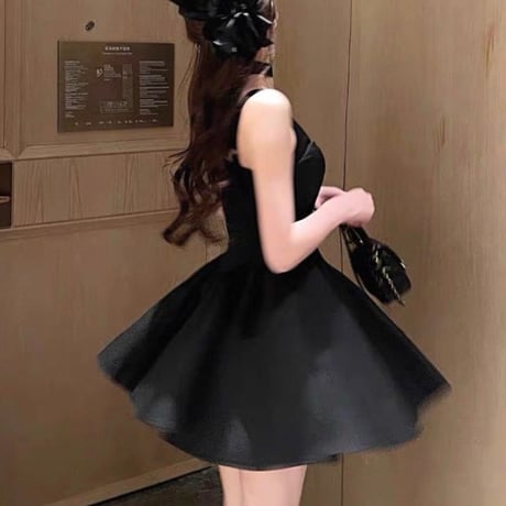 black tulle flare op