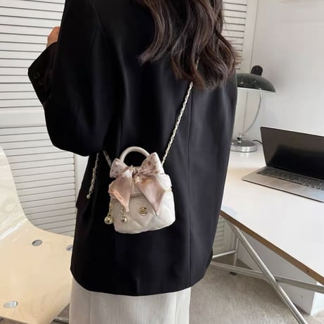 スカーフ付きキルティングバニティbag  2種3色