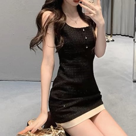 Tweed Touch Button Mini Dress