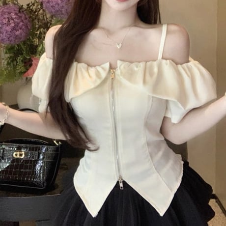 Frill Shoulder Corset Top 3色
