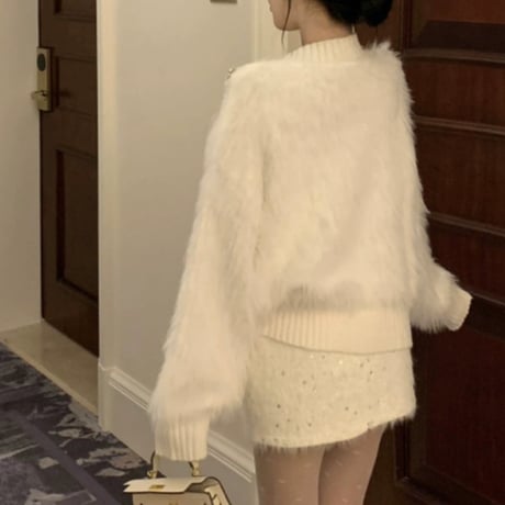 bijoux シャギーニットトップス