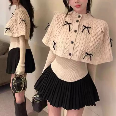 リボンケープ付きトップス