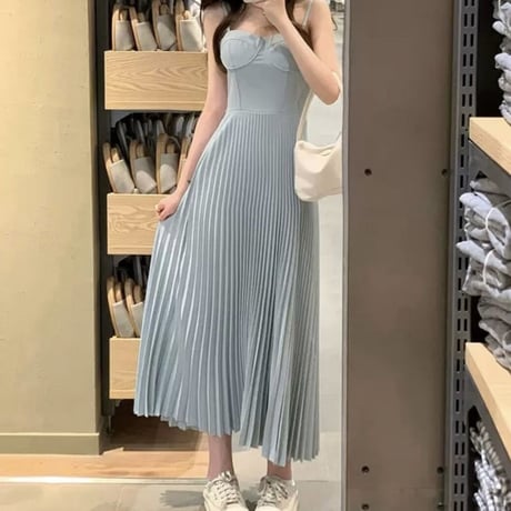 ice blue pleats long op