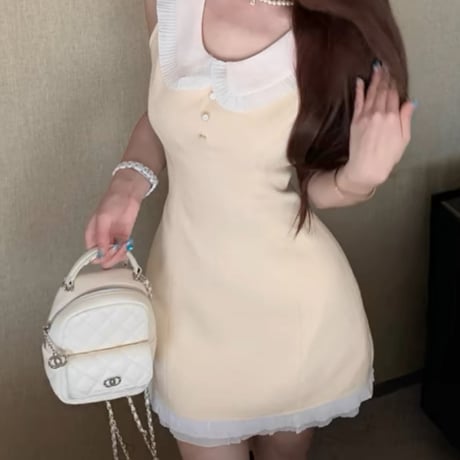 あやぽよ様ご着用♡yellow ノースリミニワンピ