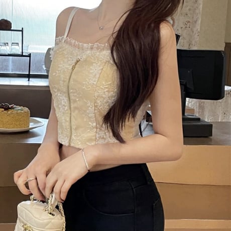 lace fastener camisole 2色