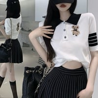 くまちゃんポロニットトップス 2色
