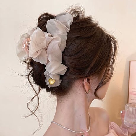 Sheer Ribbon Hair Scrunchie 3色