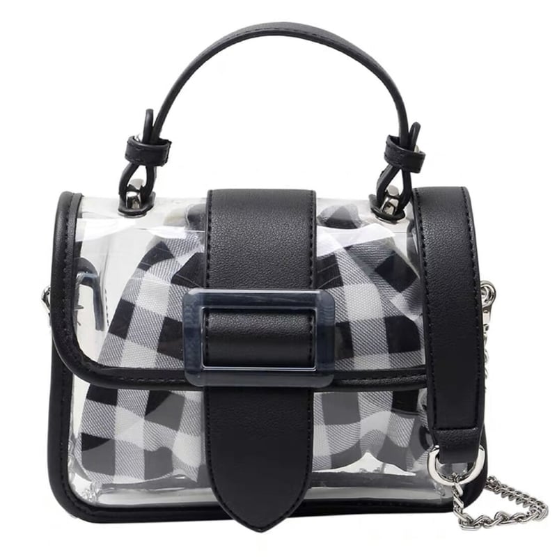 kina one ribbon bag ギンガムチェック クロ ギンガムチェッククリアバッグ | ecrea