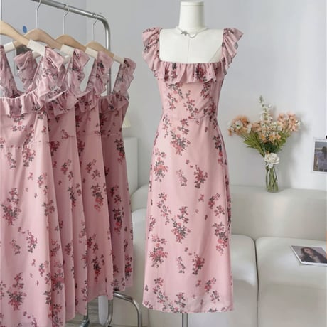 square neck frill flower op