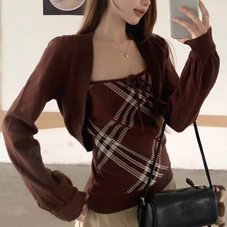 Check Tube Knit Set