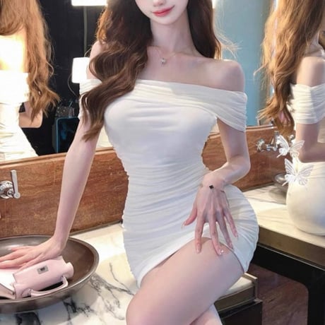 Off Shoulder Ruched Dress 3色