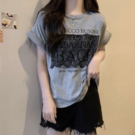 lace lettering Tシャツ 3色