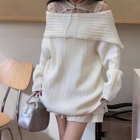 レースインナー×オフショルトップスセット
