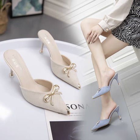 gold ribbon shoes 3色