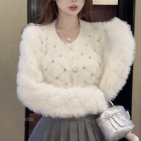 kira kira shaggy cardigan 2色