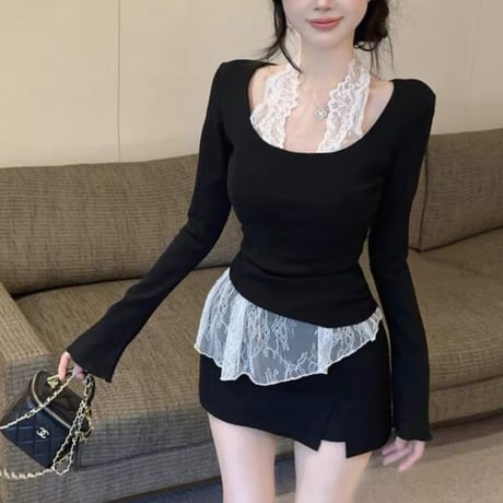 Lace Layered Knit Top