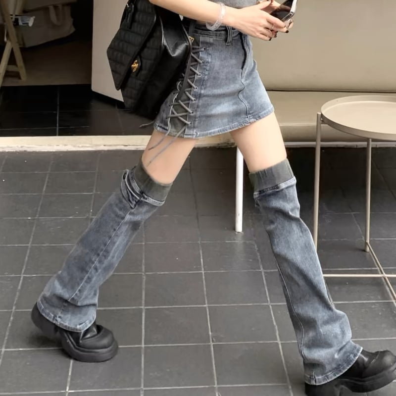 レッグウォーマー付きdenimスカート | ecrea レッグウォーマー付きdenimスカート | ecrea