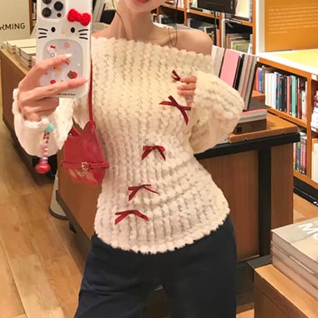 プチリボンふわふわトップス