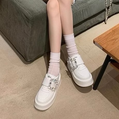 Crystal Buckle Platform Sneakers