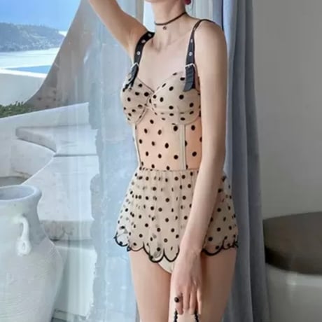 dot scallop swim wear