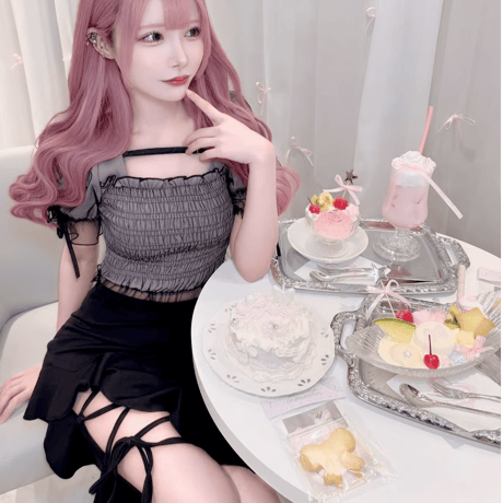 ぴょん様ご着用♡リボンアップブラックロングスカート