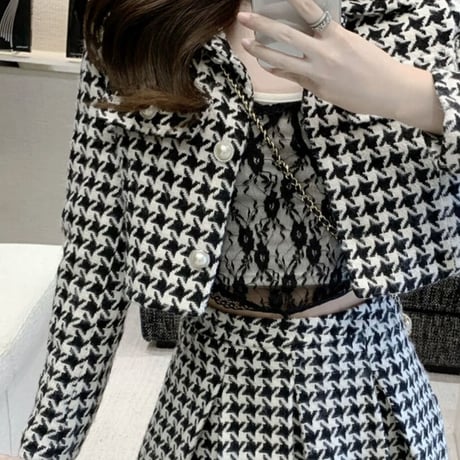 ゆいぴ様ご着用♡千鳥柄ジャケット＋プリーツスカート