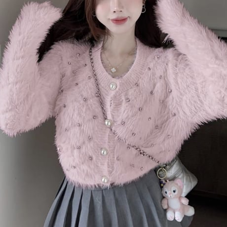 kira kira shaggy cardigan 2色