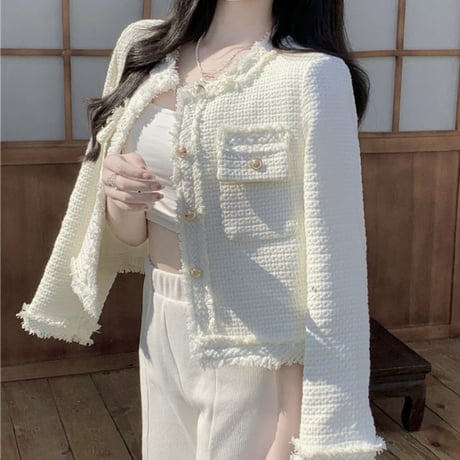 ivory simple tweed jacket
