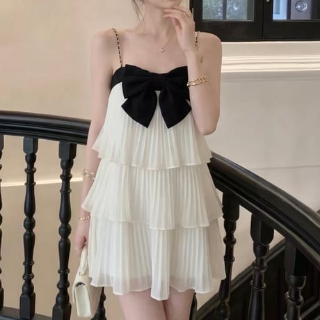 Ribbon Tiered Mini Dress